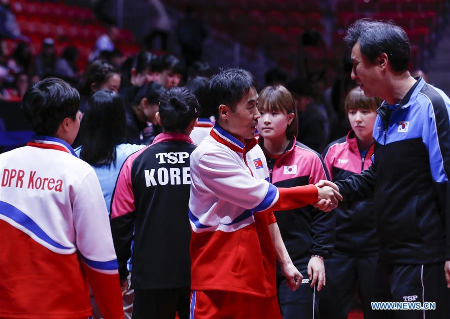 (SP)SWEDEN-HALMSTAD-ITTF WORLD TEAM CHAMPIONSHIPS 2018-SEMIFINAL-DPRK AND SOUTH KOREA