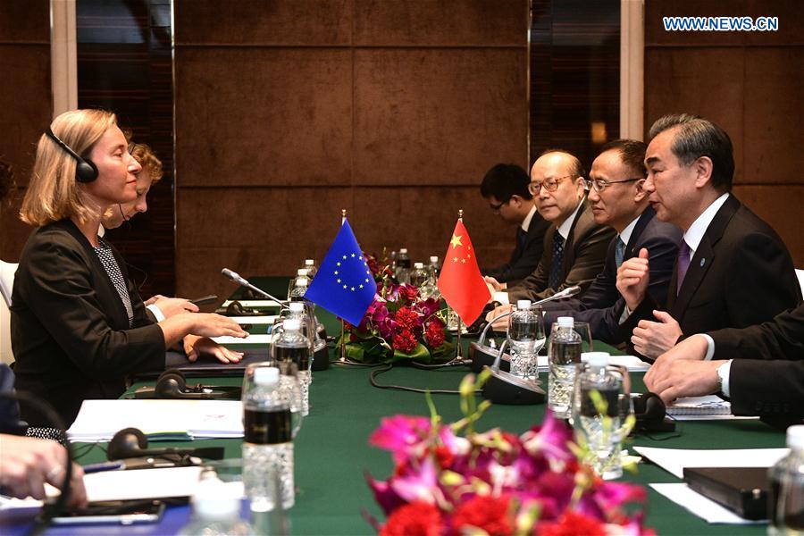 SINGAPORE-CHINA-WANG YI-MOGHERINI-MEETING