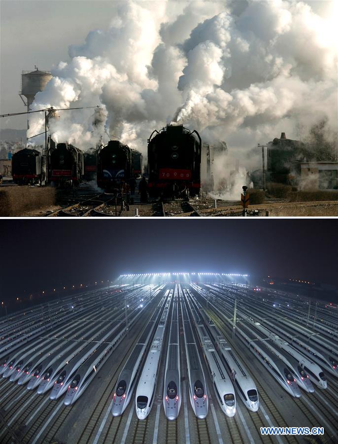 (MOMENTS FOREVER)CHINA-SPRING FESTIVAL-TRAINS-NOW AND THEN (CN)