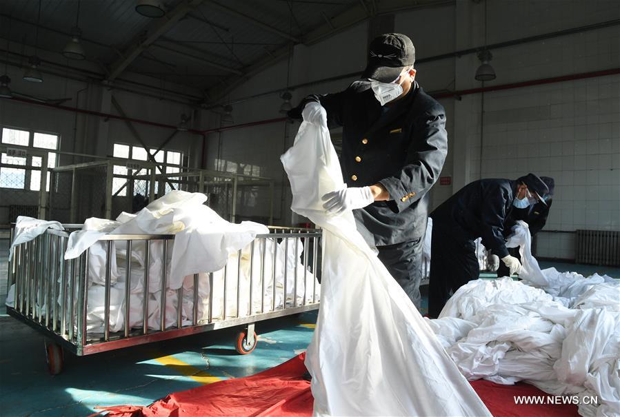 CHINA-BEIJING-NOVEL CORONAVIRUS-EPIDEMIC-RAILWAY-BEDDING-CLEANING-DISINFECTION (CN)