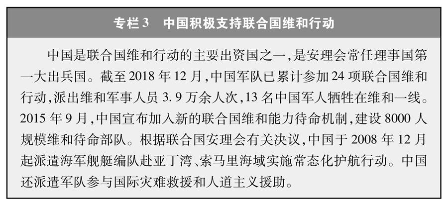 （圖表）[新時(shí)代的中國(guó)與世界白皮書(shū)]專欄3 中國(guó)積極支持聯(lián)合國(guó)維和行動(dòng)